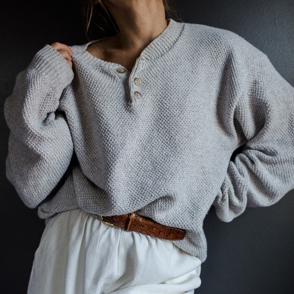 Vintage Oversized Henley Sweater 